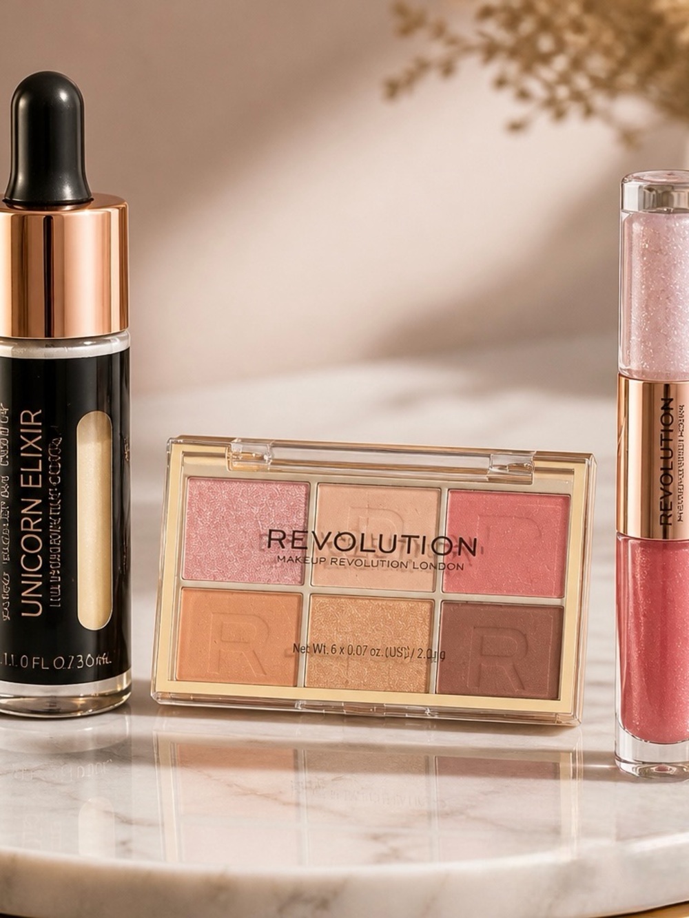 Revolution Eyeshadow & Cheek Palette - Pink, Peach, Gold, Brown